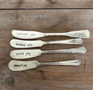HAND Stamped Cheese Spreader/Knife - SPREAD JOY