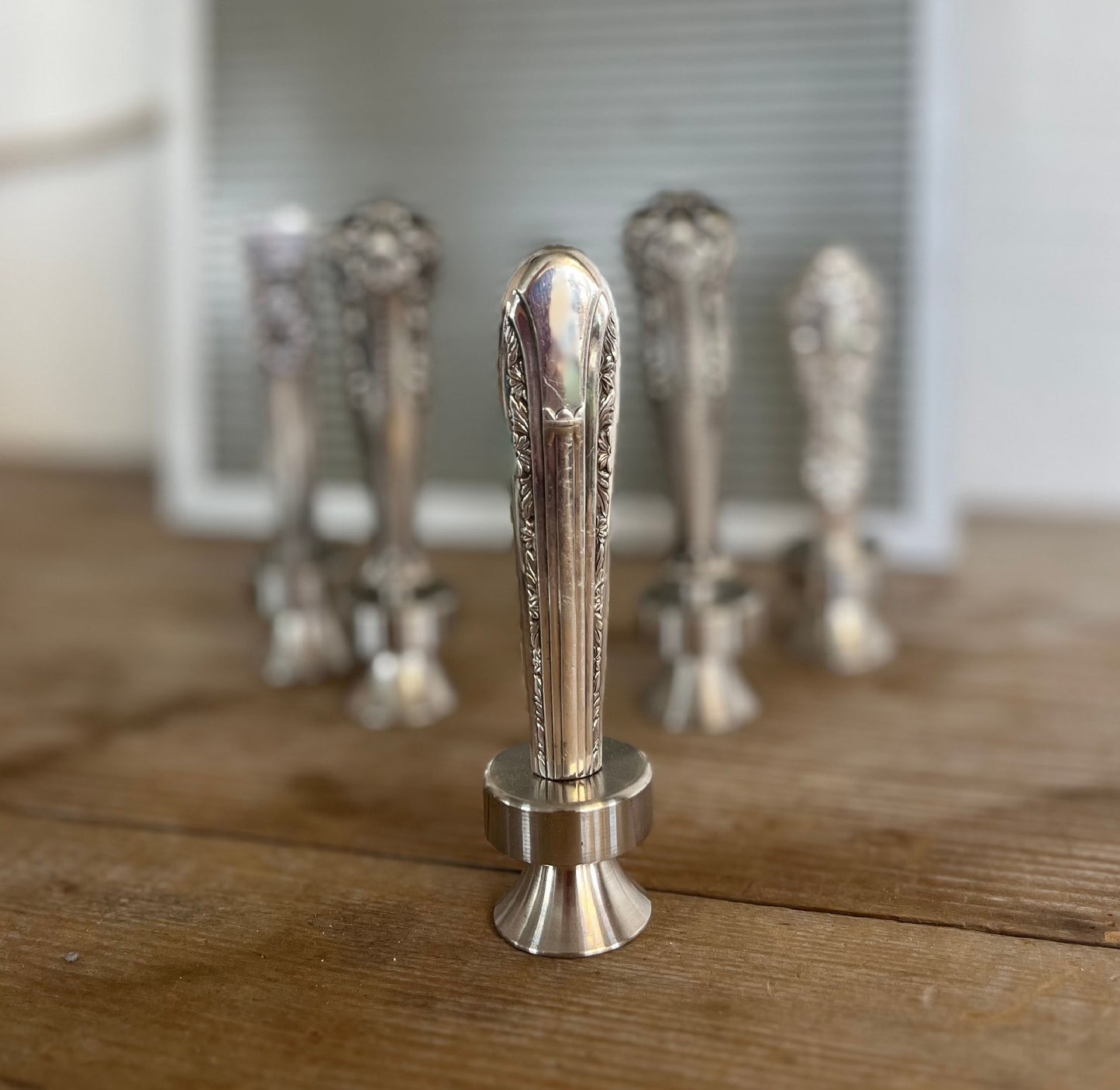 Regent knife handle bottle opener with art deco design - handcrafted upcycled vintage silverware bar tool