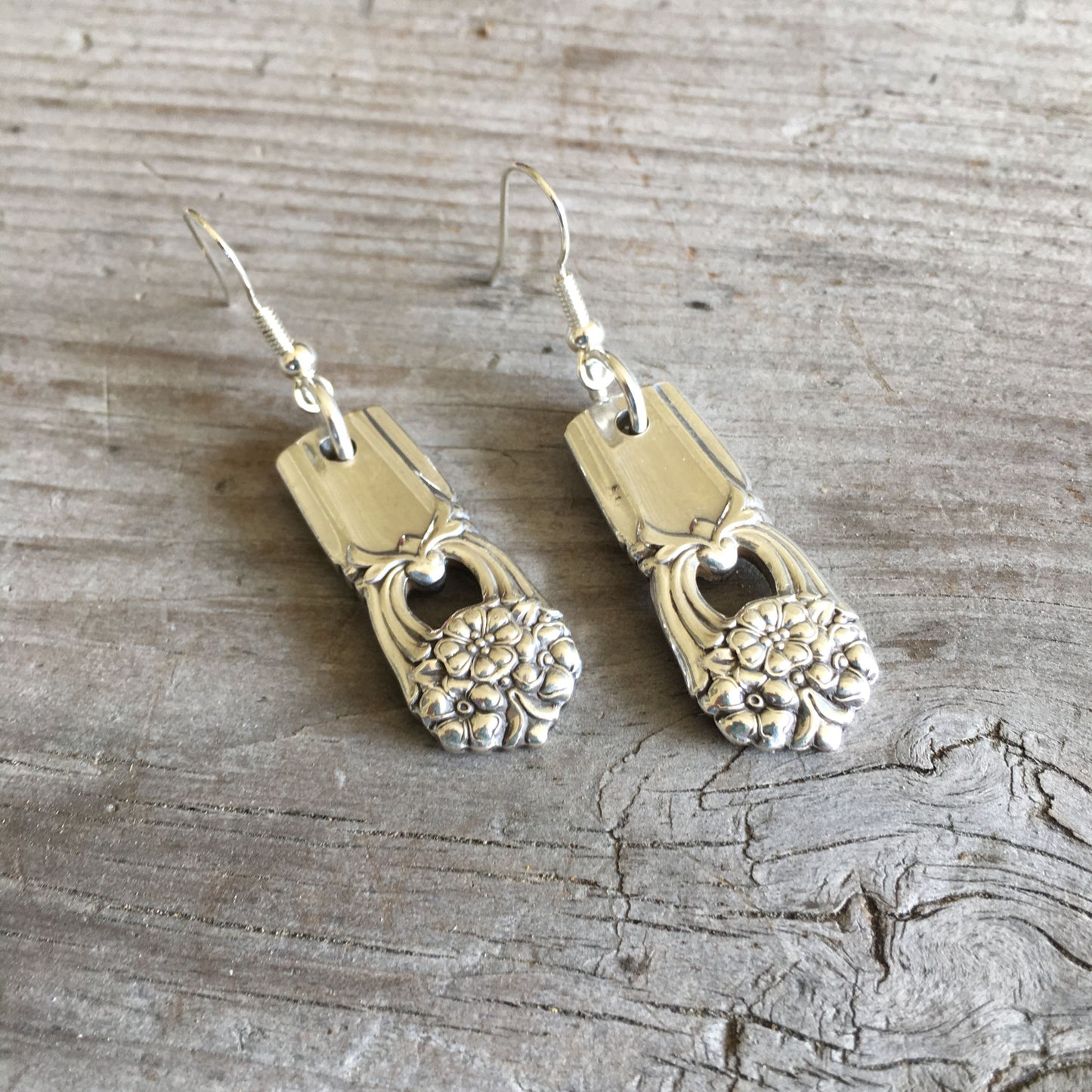 ETERNALLY YOURS pattern spoon earrings - Spoon Earrings - handcrafted from upcycled vintage silverware - Laughing Frog Studio