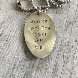 Hand Stamped Funny Spoon Necklace