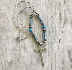 Upcycled Fork Necklace made from Fork Tines and a Vintage Beaded Necklace