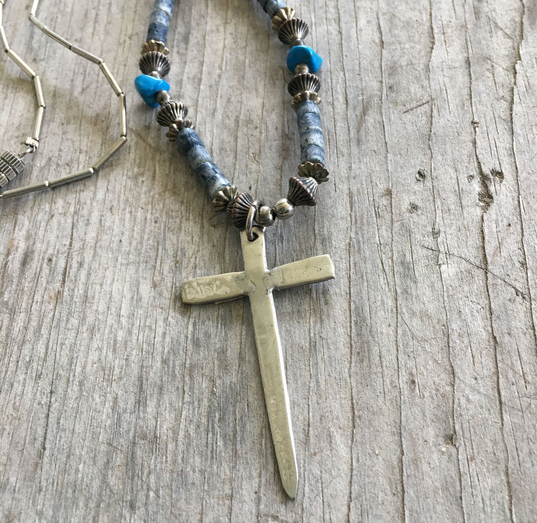 Handmade Fork Tine Cross Pendant Necklace