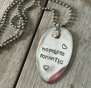 Stamped Spoon Necklace - HOPELESS ROMANTIC - #1393