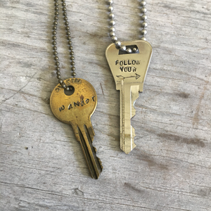 Stamped Key Necklace - WANDER - #3587