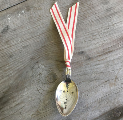 Stamped Spoon Ornament - MERRY CHRISTMAS cross - #2072