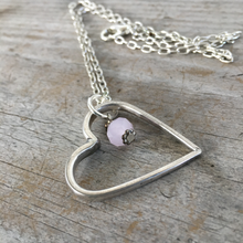 UPcycled Silverware Necklace Fork Tine Heart Necklace with Pink Bead