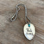 Handcrafted IT'S A TEXAS THANG stamped spoon necklace with beads on vintage 1970s ball chain, upcycled silverplate Lone Star jewelry