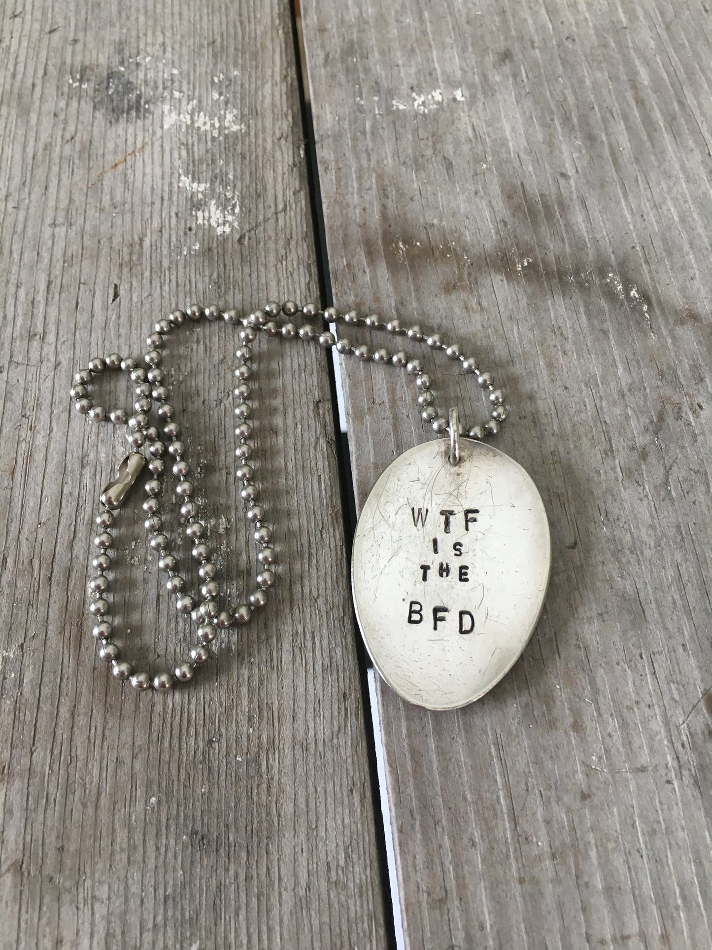 Stamped Spoon Necklace - WTF IS THE BFD?