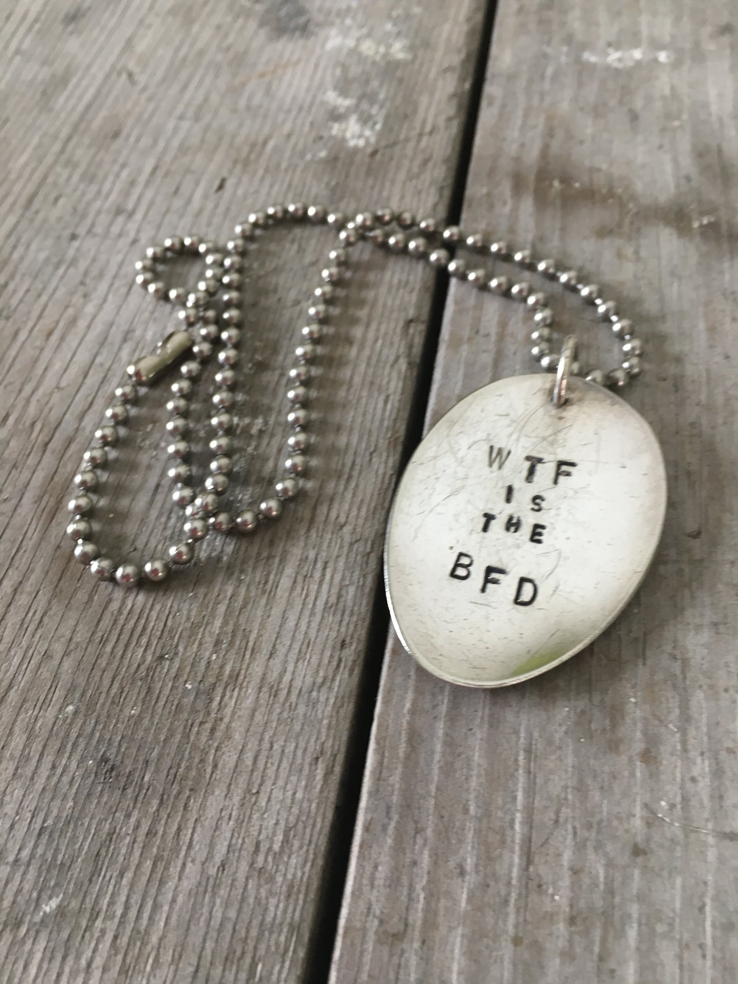 Stamped Spoon Necklace - WTF IS THE BFD?