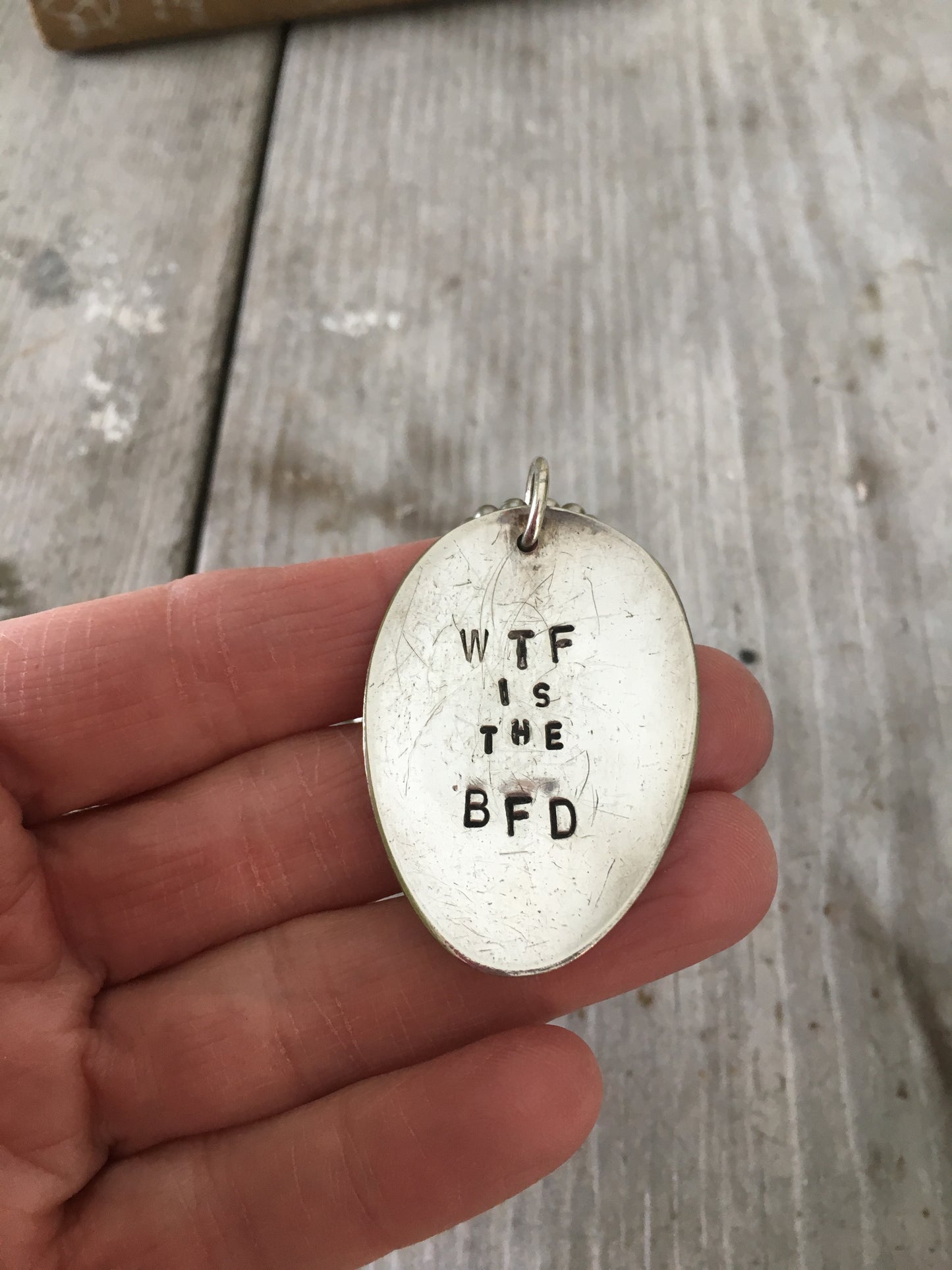 Stamped Spoon Necklace - WTF IS THE BFD?