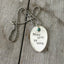 Handcrafted THINK LESS BE MORE stamped spoon necklace with turquoise stone bead on vintage 1970s ball chain, upcycled silverplate mindfulness jewelry