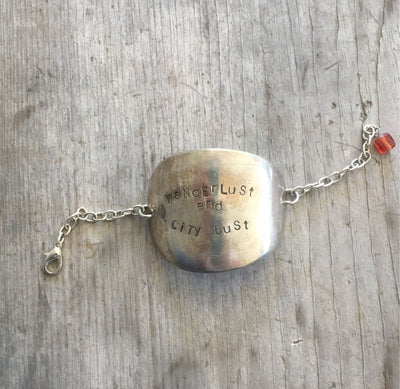Stamped Spoon Bracelet Wanderlust and city dust