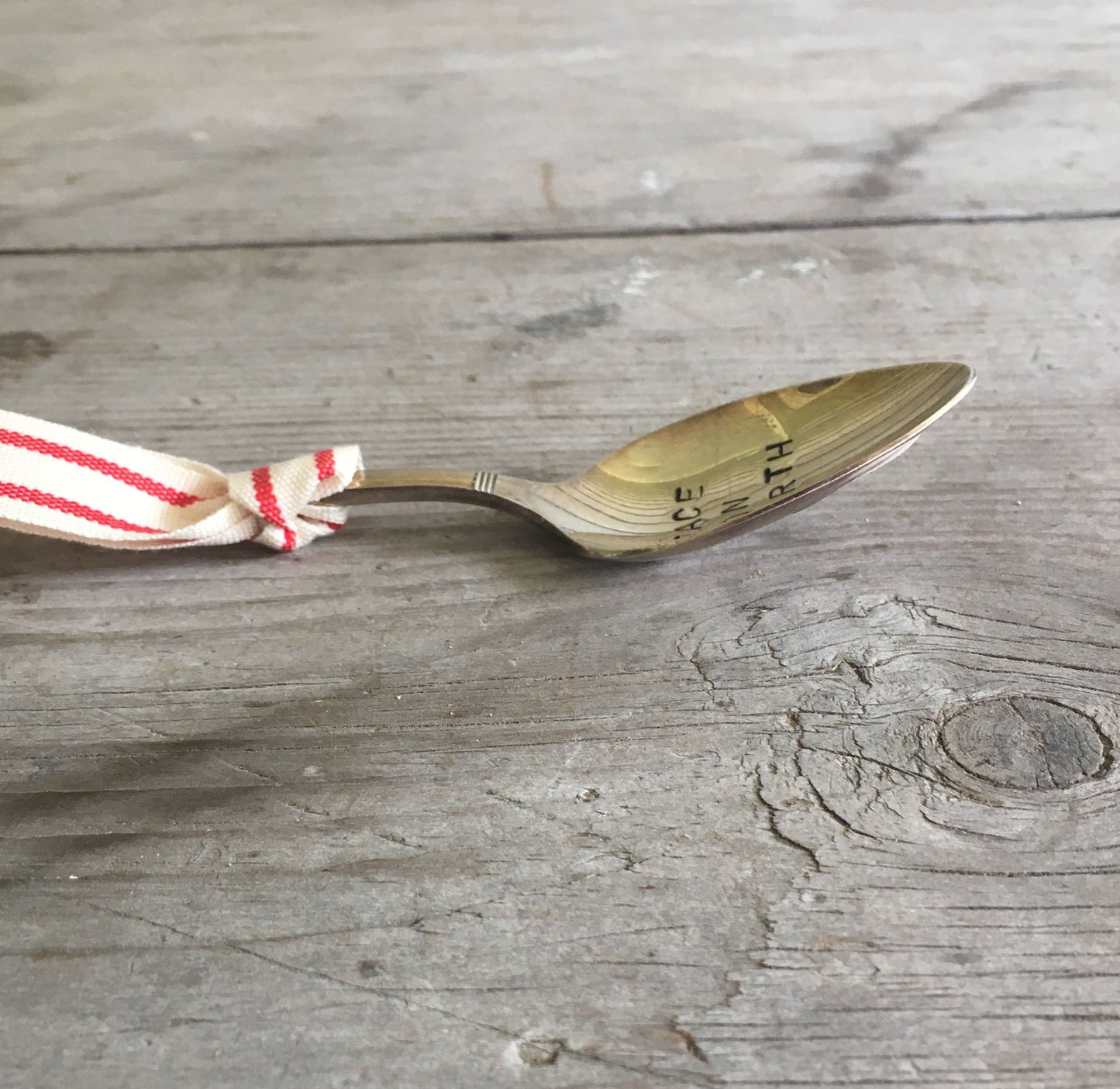 Stamped Spoon Ornament - PEACE ON EARTH - #2948