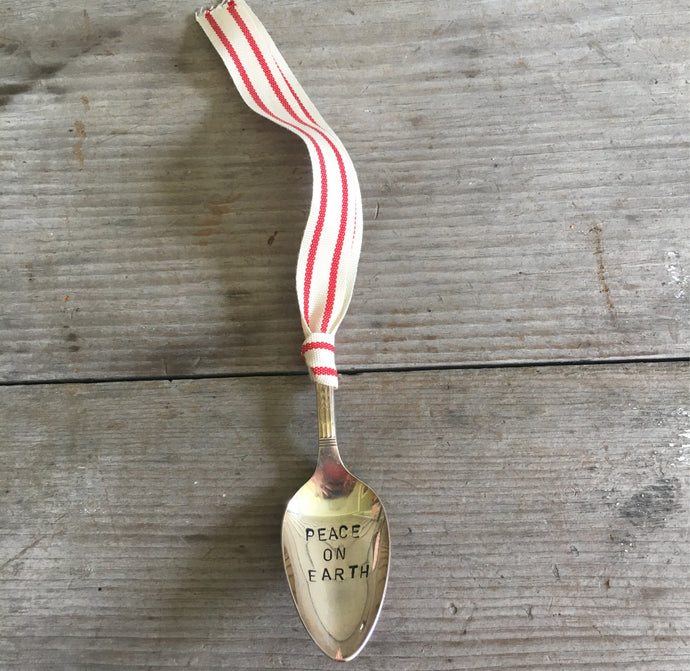 Stamped Spoon Ornament PEACE ON EARTH