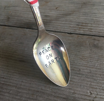 Stamped Spoon Ornament - PEACE ON EARTH - #2948