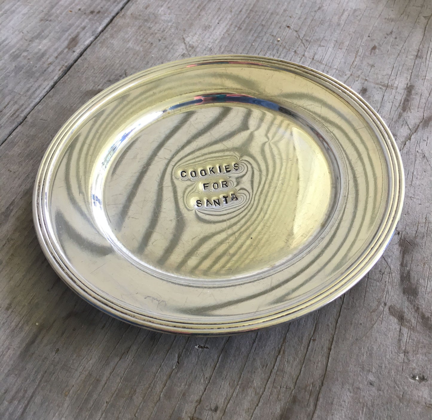 Cookies for Santa Stamped Silverplate Dish