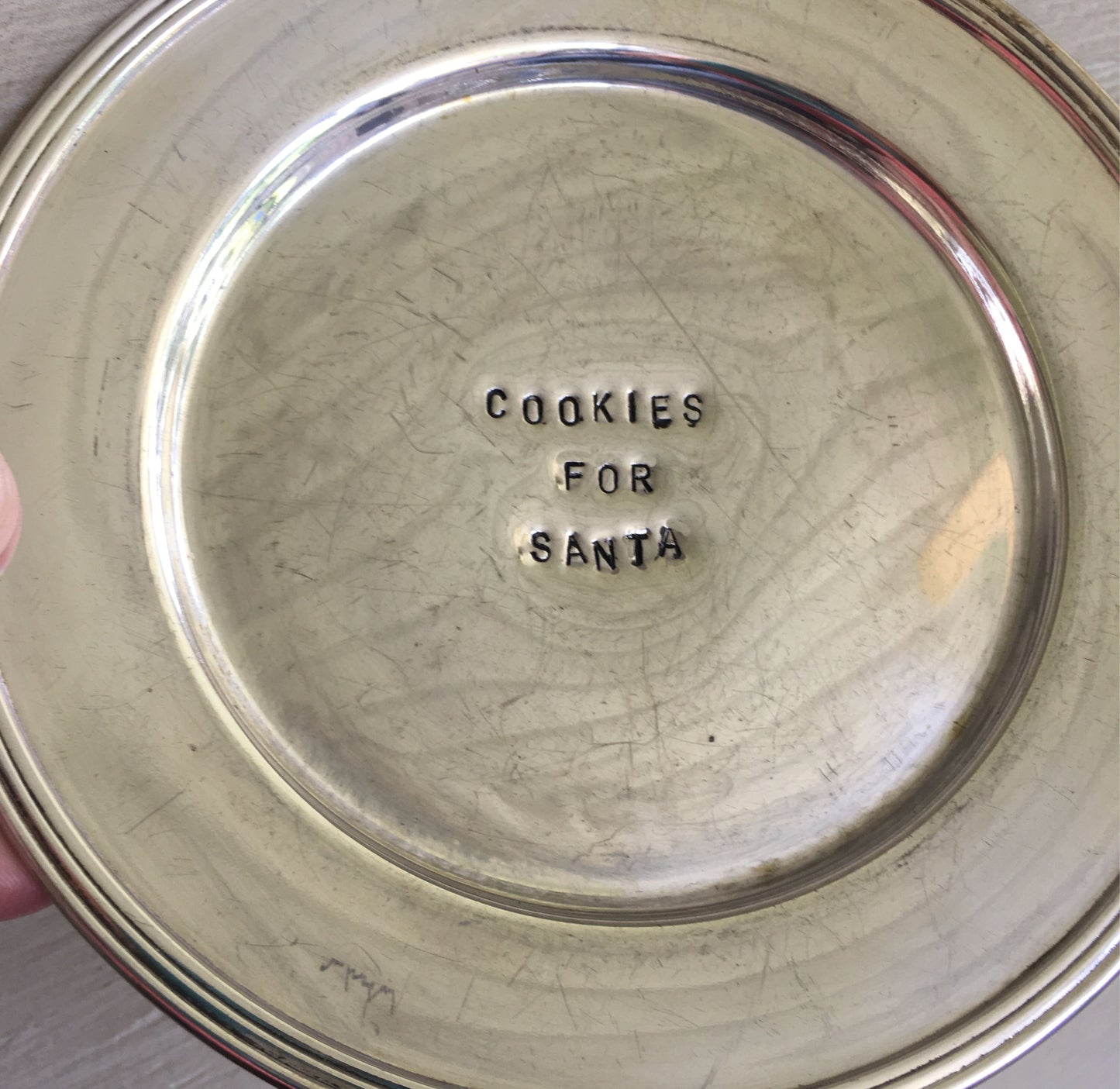 Cookies for Santa Stamped Silverplate Dish