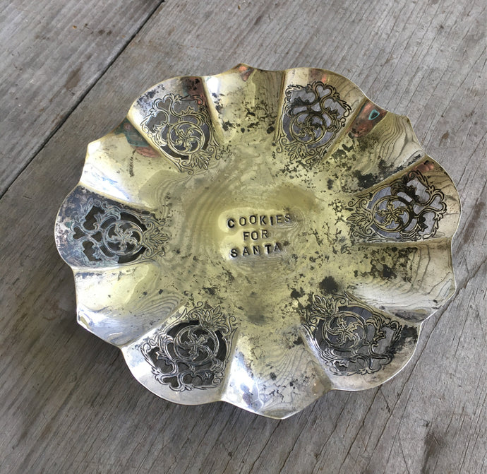 Cookies for Santa Stamped Silverplate Dish