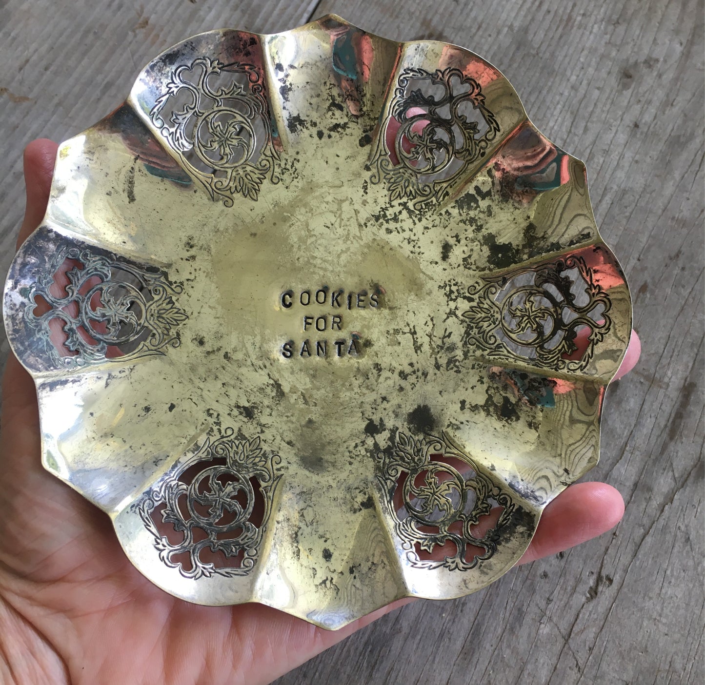 Cookies for Santa Stamped Silverplate Dish