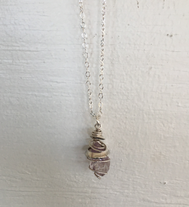 Raw Amethyst Wire Wrap Necklace with Upcycled Silverware Pieces