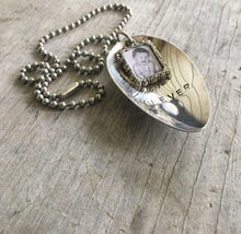 Stamped Spoon Necklace - FOREVER - Pewter Frame
