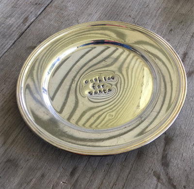 Cookies for Santa Hand Stamped Vintage Silverplate Dish