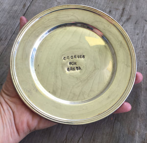 Hand Stamped Cookies for Santa Silverplate Dish Shown in Hand for Scale
