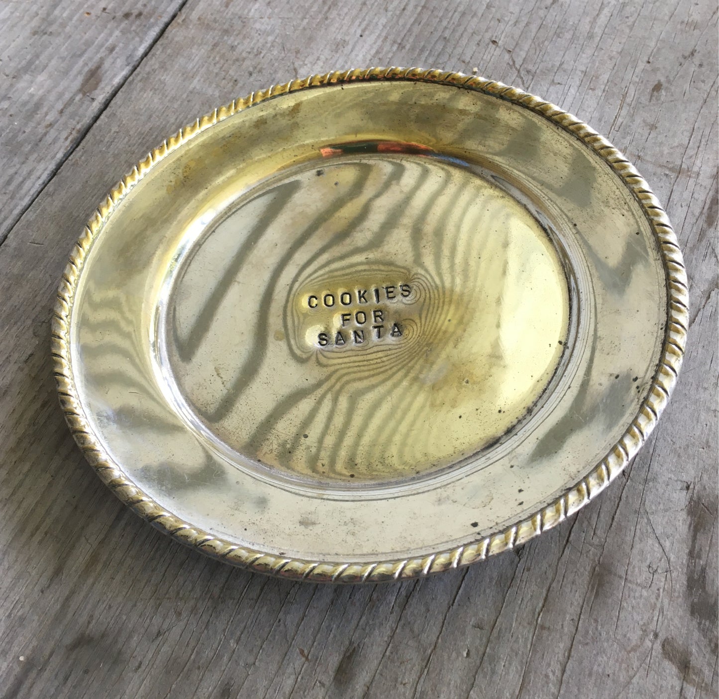 Cookies for Santa Stamped SIlverplate Dish