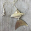 Handcrafted articulated fish necklace made from upcycled vintage spoons with cultured pearl - unique artisan silverware jewelry