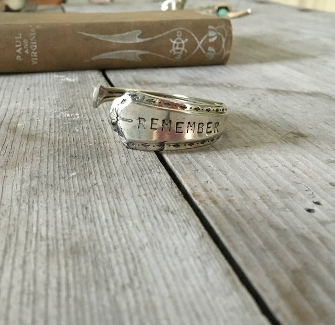 Algonquion Spoon Cuff Bracelet Stamped Remember