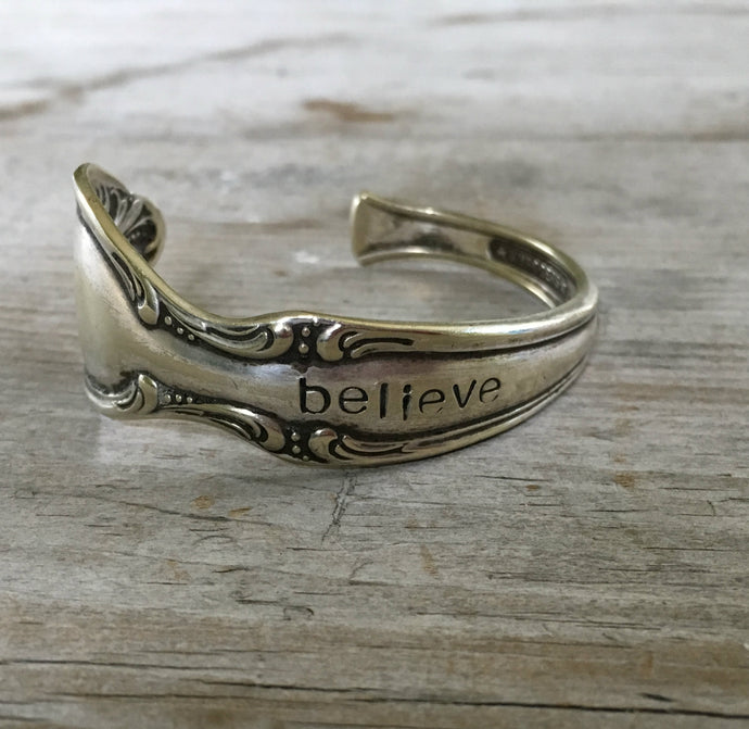 Spoon Cuff Bracelet - BELIEVE- PRECIOUS MIRROR - #3386