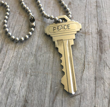 Stamped Key Necklace PEACE