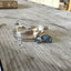 Silverplate link bracelet made from silverware spoon handles and accent with glass beads