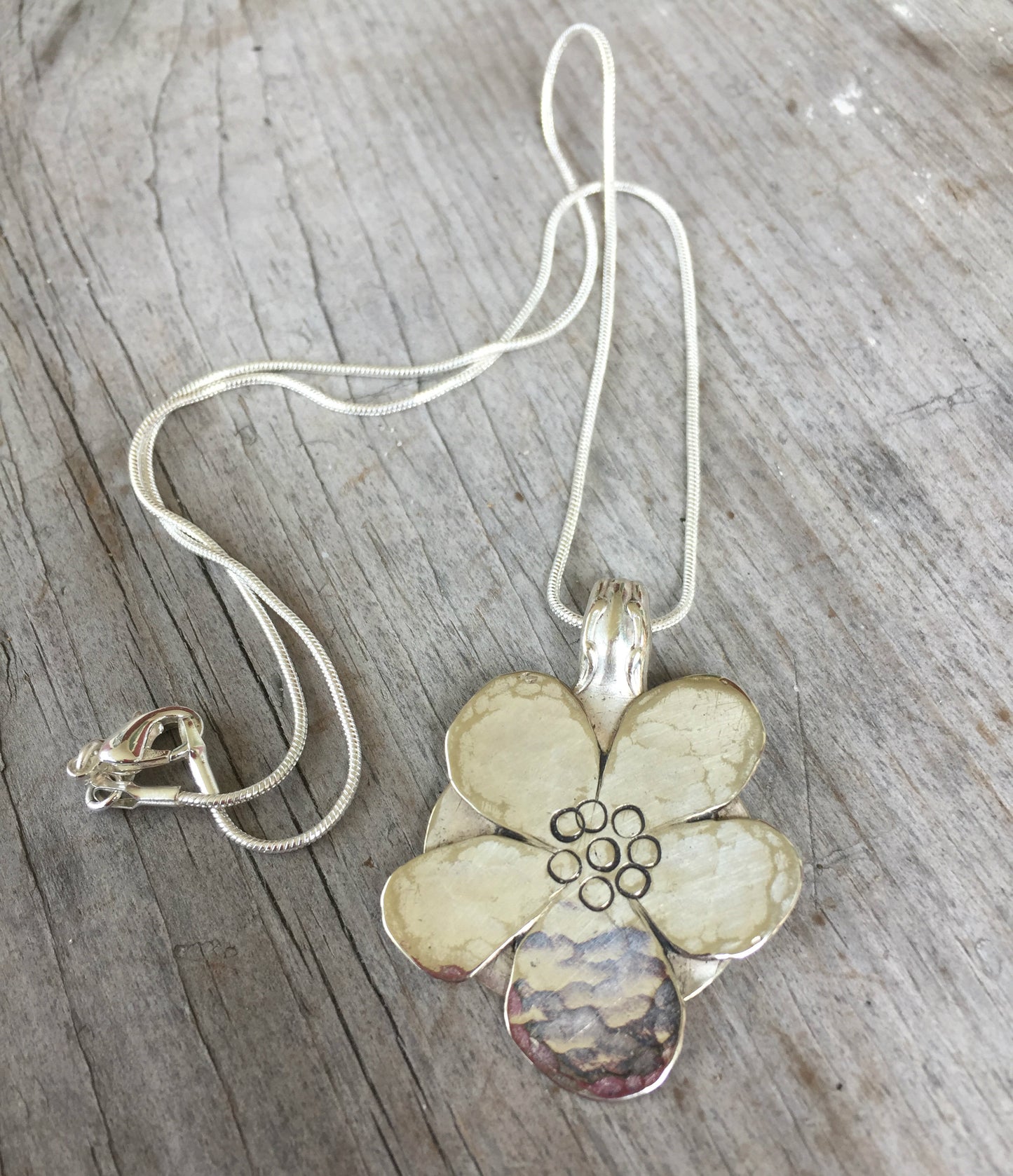 Stylized Flower Necklace from Upcycled Spoons - #3521