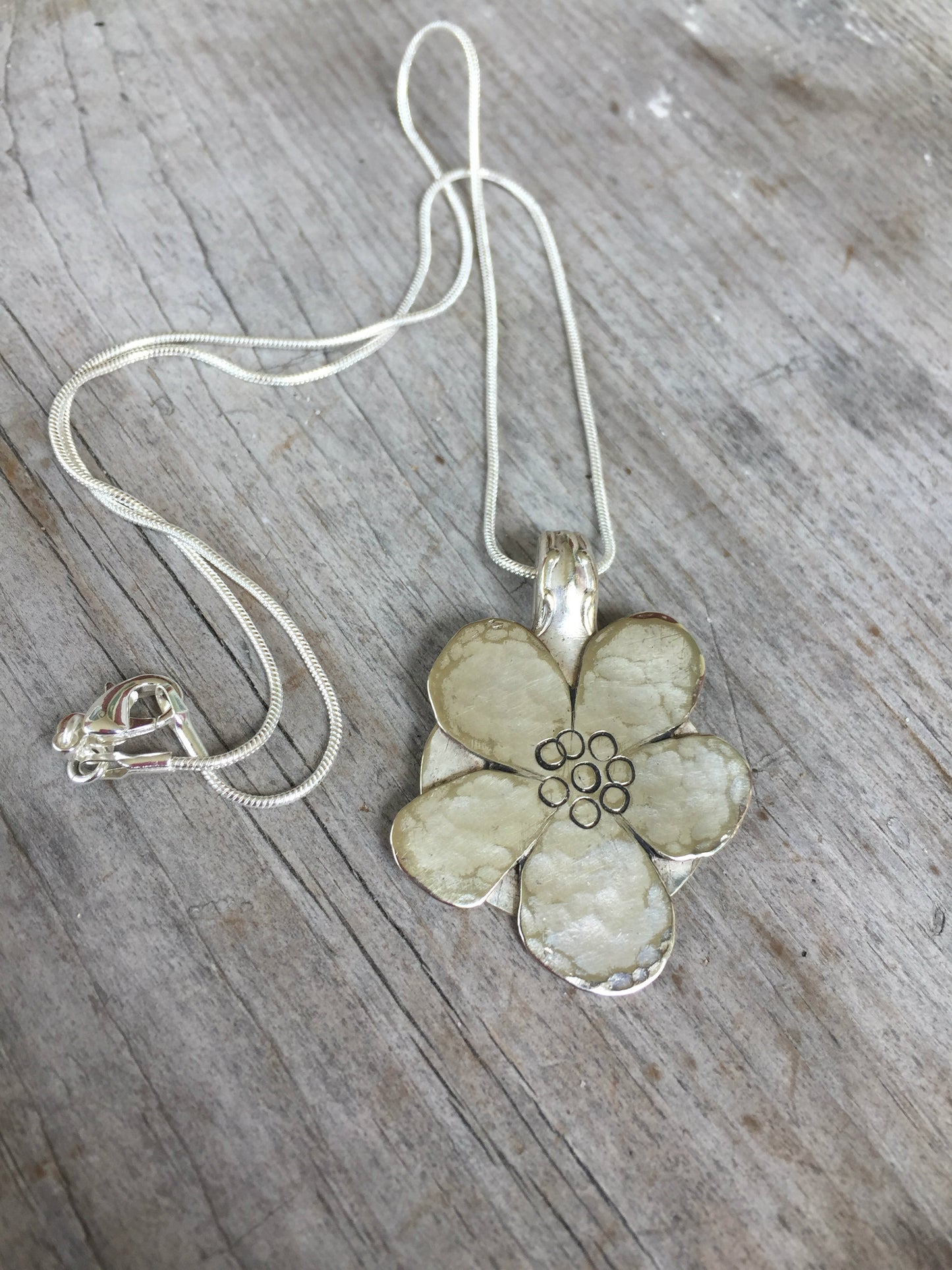 Stylized Flower Necklace from Upcycled Spoons - #3521