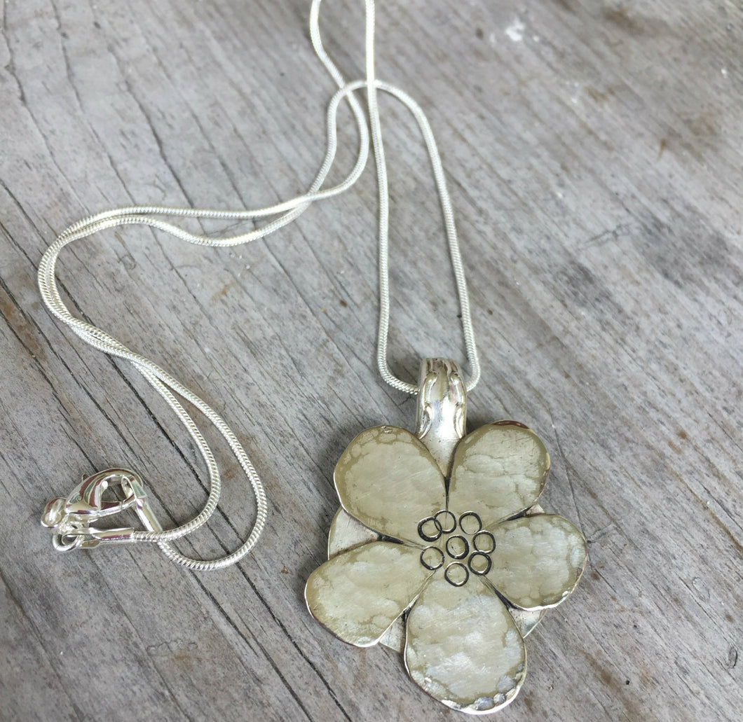 Stylized Flower Necklace from Upcycled Spoons - #3521