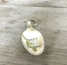 Upcycled Spoon Keyring handstamped with FIRST HOME and a heart stamp