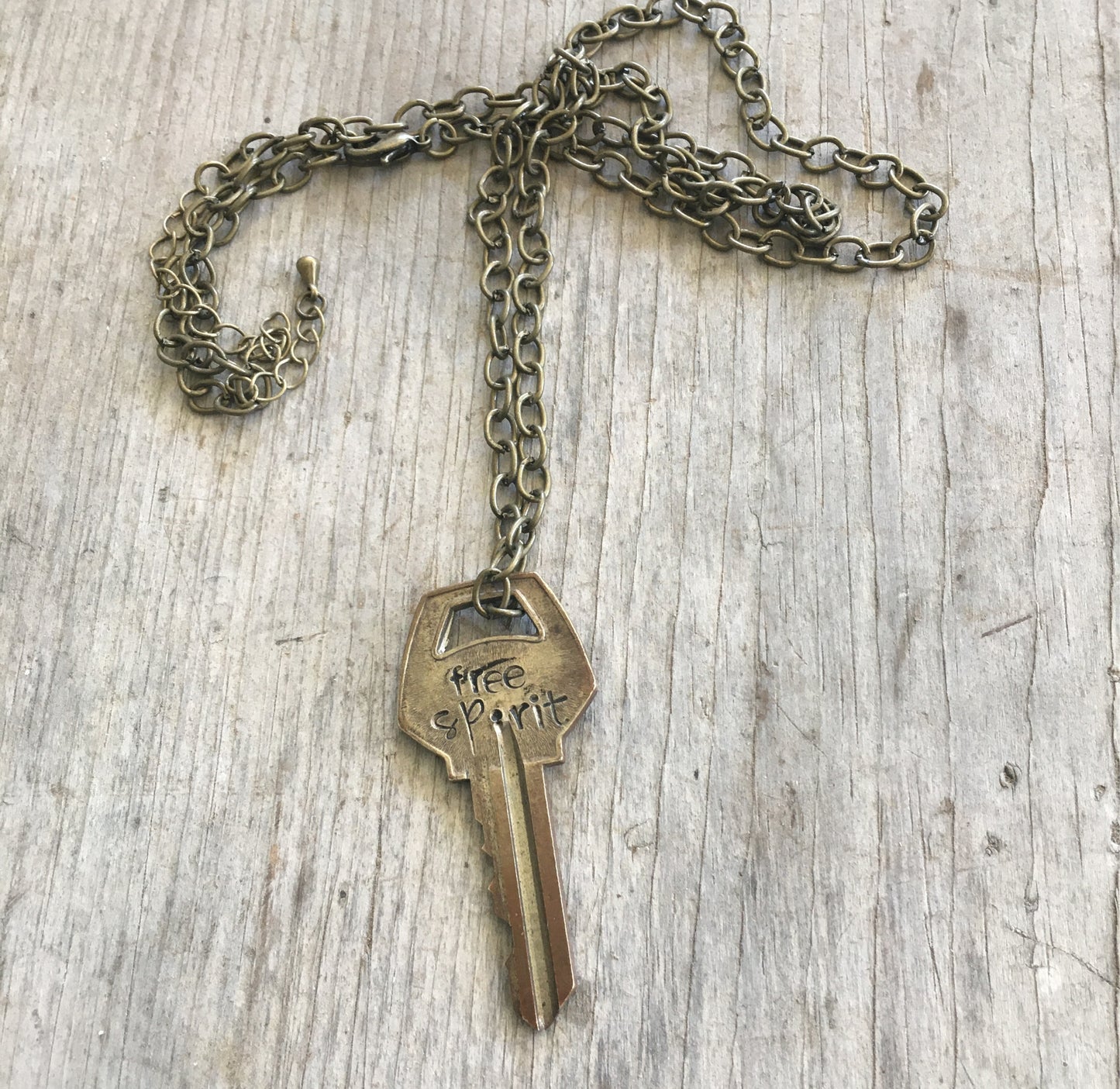Hand Stamped Giving Key Free spirit