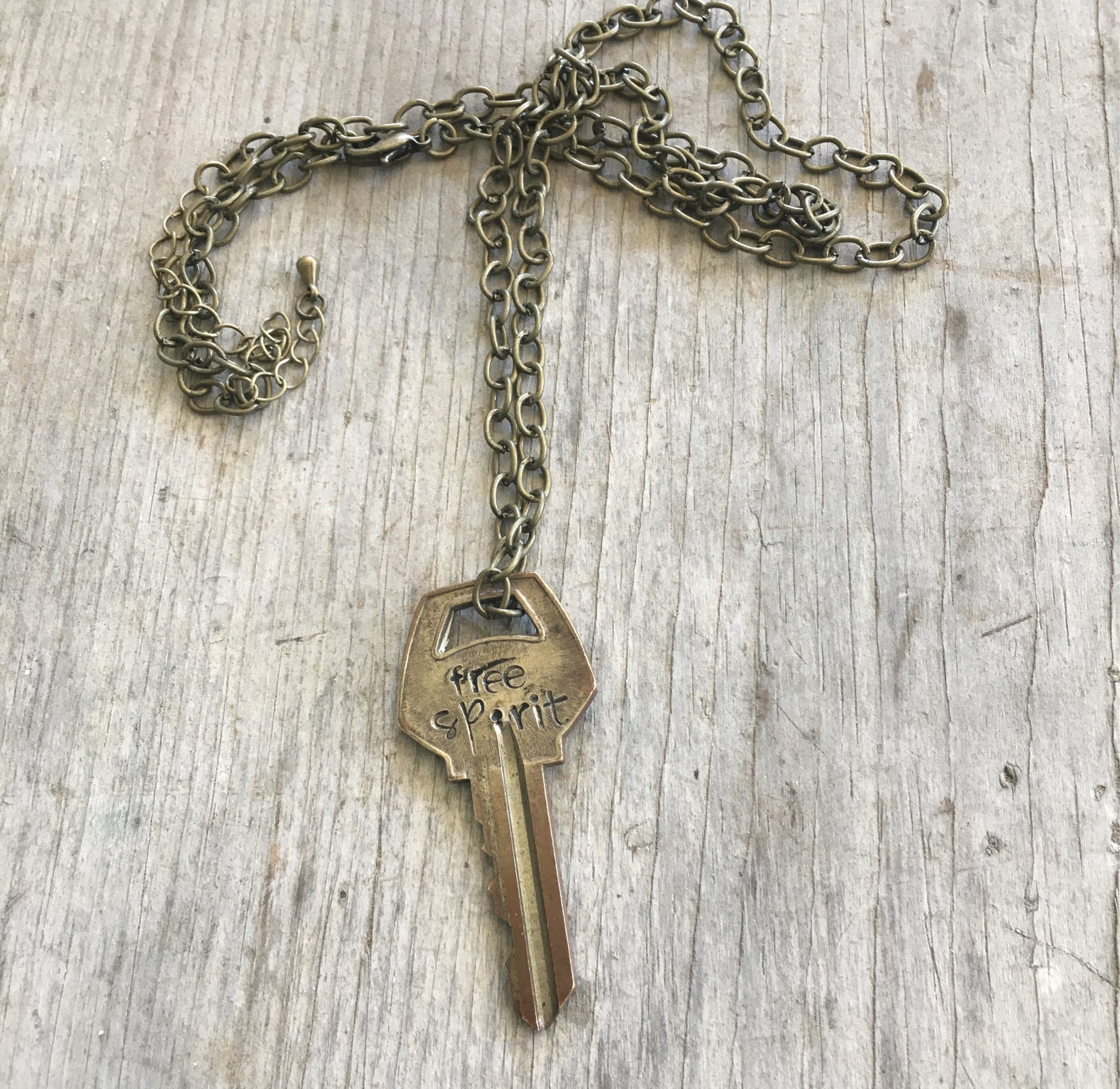 Hand Stamped Giving Key Free spirit