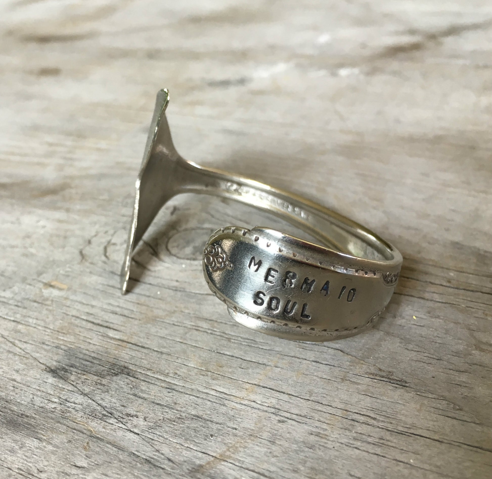 Spoon Cuff Bracelet Mermaid Soul with Tail Fin End