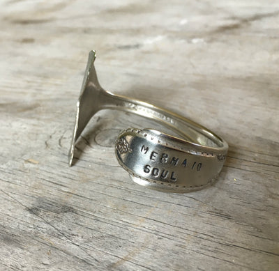 Spoon Cuff Bracelet Mermaid Soul with Tail Fin End