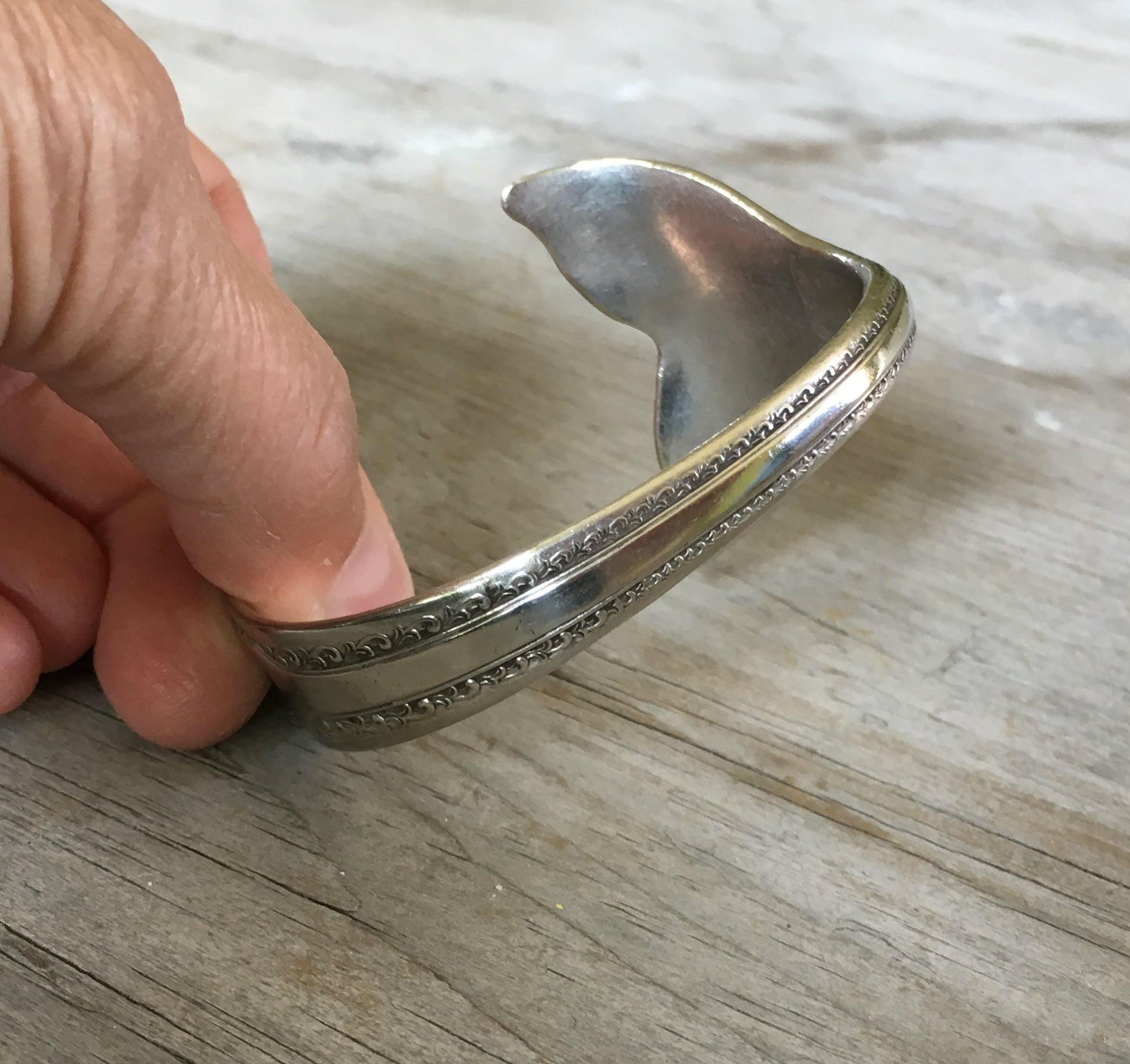 Spoon Cuff Bracelet Mermaid Soul with Tail Fin End Backside