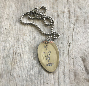 be a dear get me a beer upcycled spoon necklace
