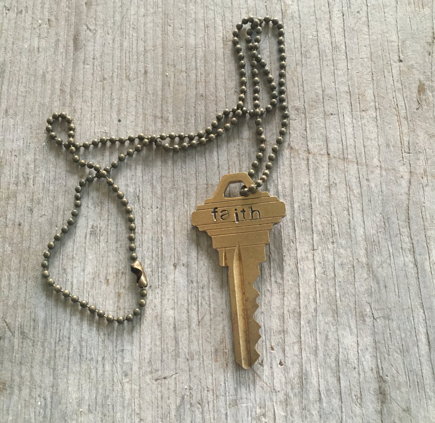 Stamped Key Necklace - FAITH - #3593