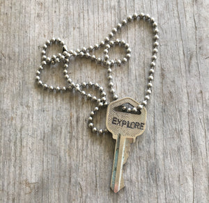 Hand Stamped Giving Key Necklace Explore