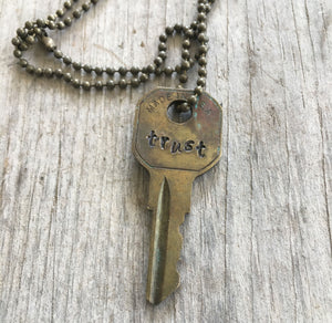 Stamped Key Necklace - TRUST - #3607