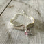 Del Mar Silverware Handle Link Bracelet with pink beads and pewter cross charm