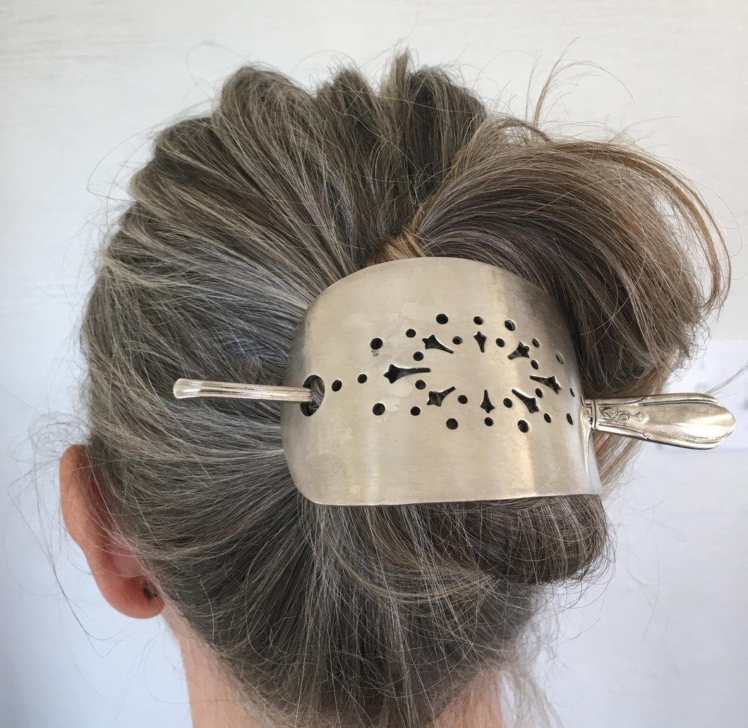Stick Barrette for the hair upcycled from a vintage cake server