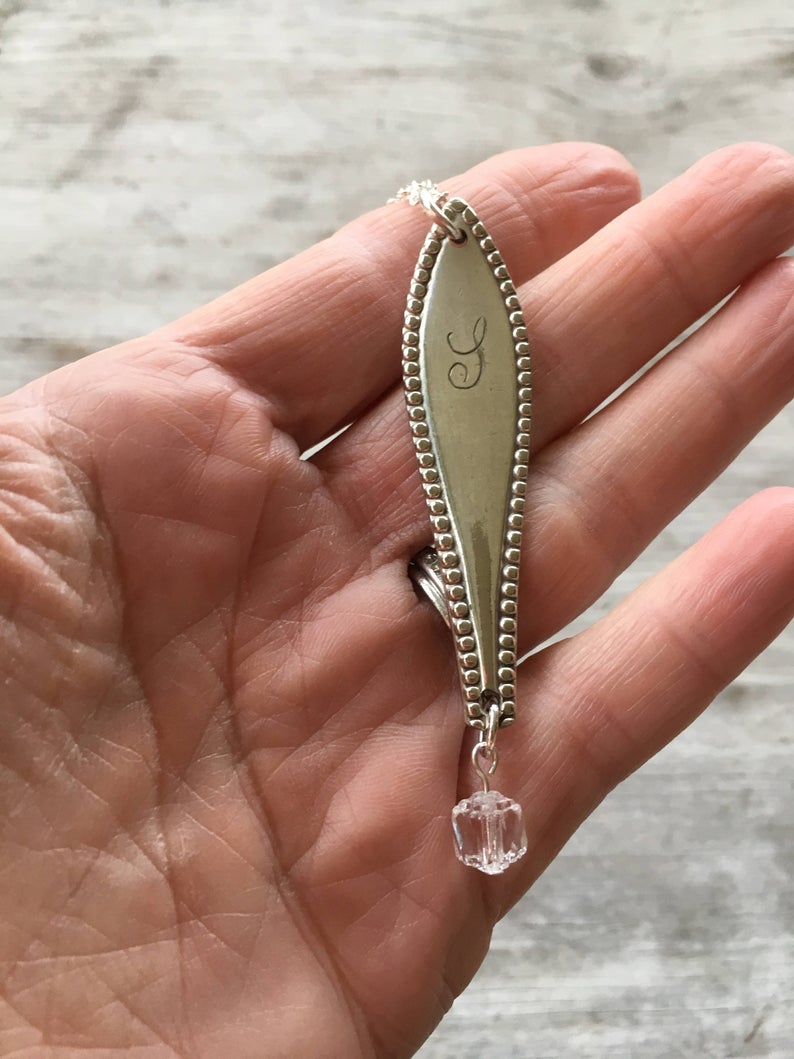 Spoon Necklace with Monogram "L" - #3673