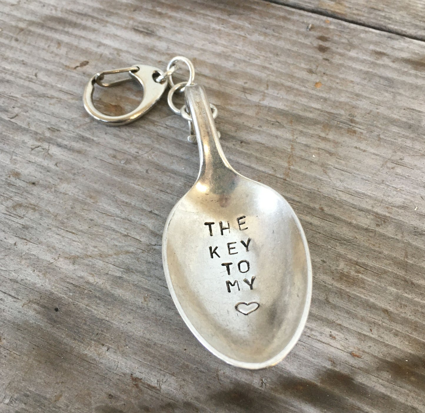 The Key to My Heart Hand Stamped Spoon Keychain